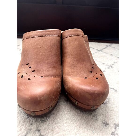 Womens Korks Brandi Clogs Brown Leather Platform Mules Slip On Size 10 M - Picture 5 of 7